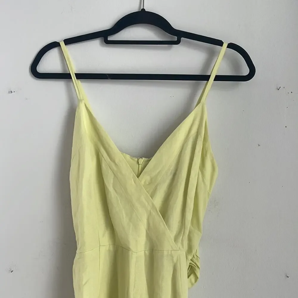 Zara Alika linen blend wide leg wrap front jumpsuit sz S